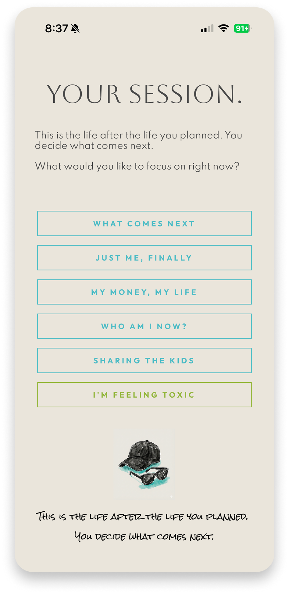 Break Away categories screen